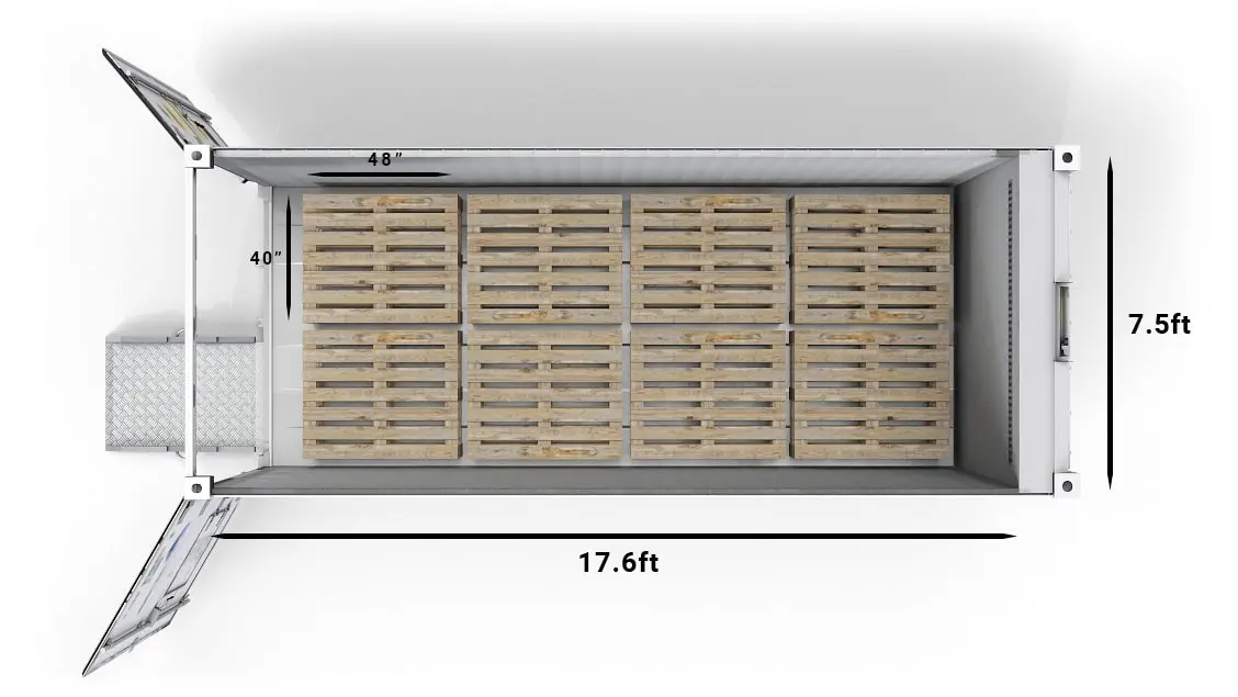 8 US Pallets in a 20ft ArcticStore