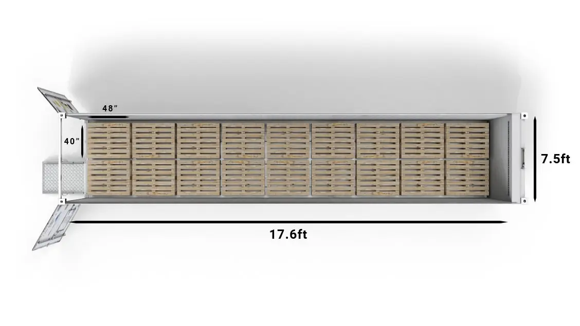 18 US Pallets in a 40ft ArcticStore